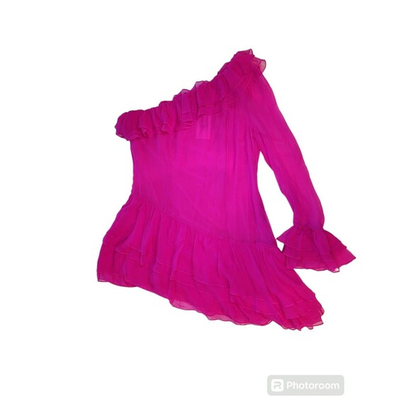 NWT LoveShackFancy NWT Darling One Shoulder Lined Mini Dress 10 Fuschia Pink - Picture 4 of 17